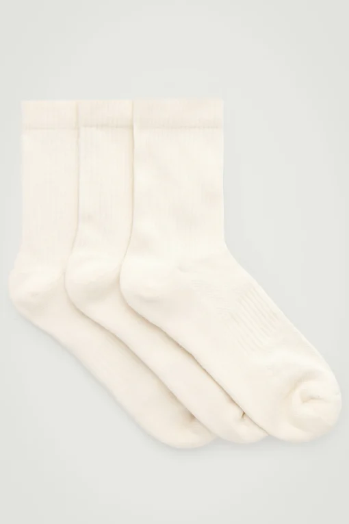 COS Intimo E Calze>CONFEZIONE DA 3 PAIA DI CALZINI SPORTIVI A TE Biancosporco